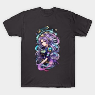 Wisdom of the Serpent: Enlightening AI Anime Character Art in Ophiuchus T-Shirt